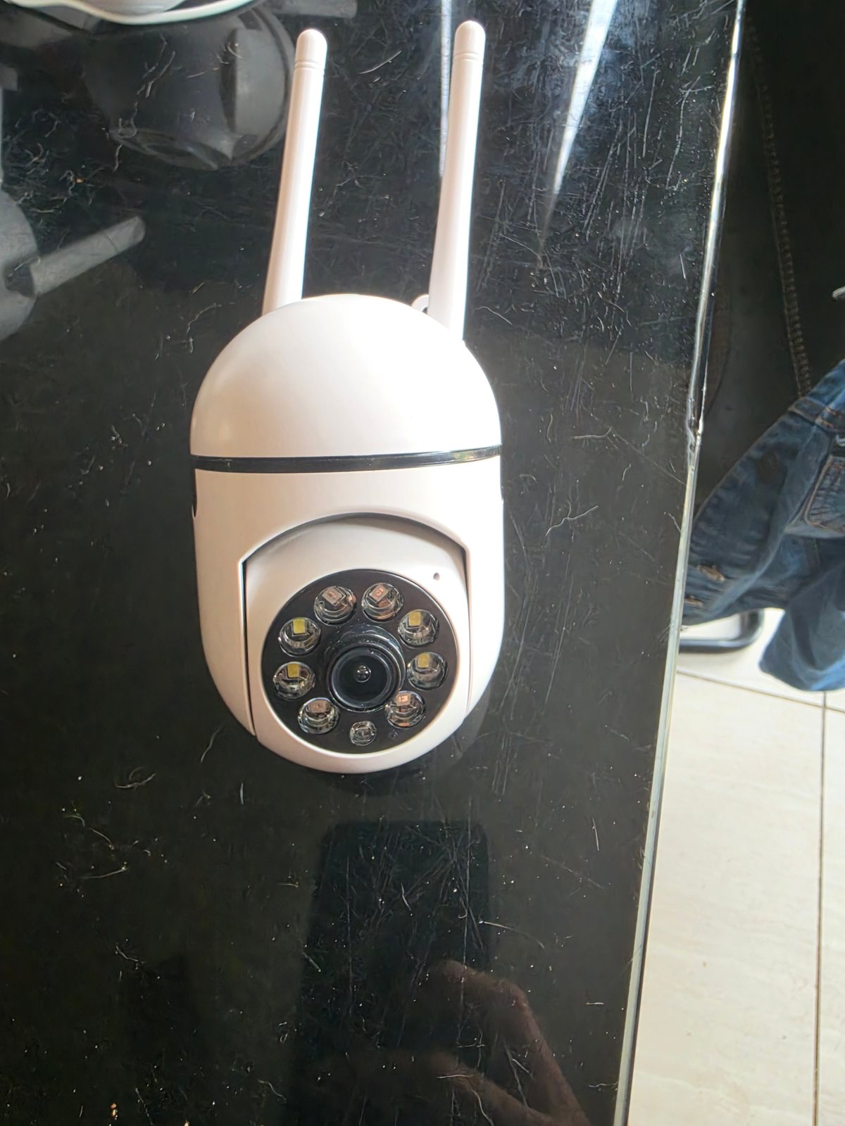 White wall security camera